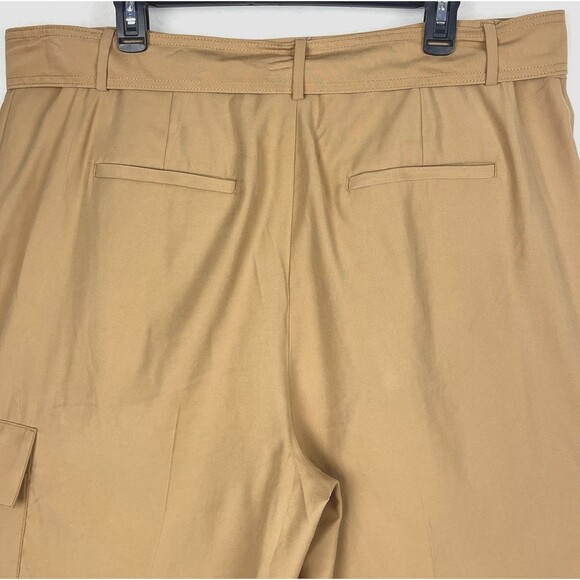 Dress Pants Slacks High Waist Women’s SZ 18 Belted zip Butterscotch Loose Fit - Picture 5 of 8